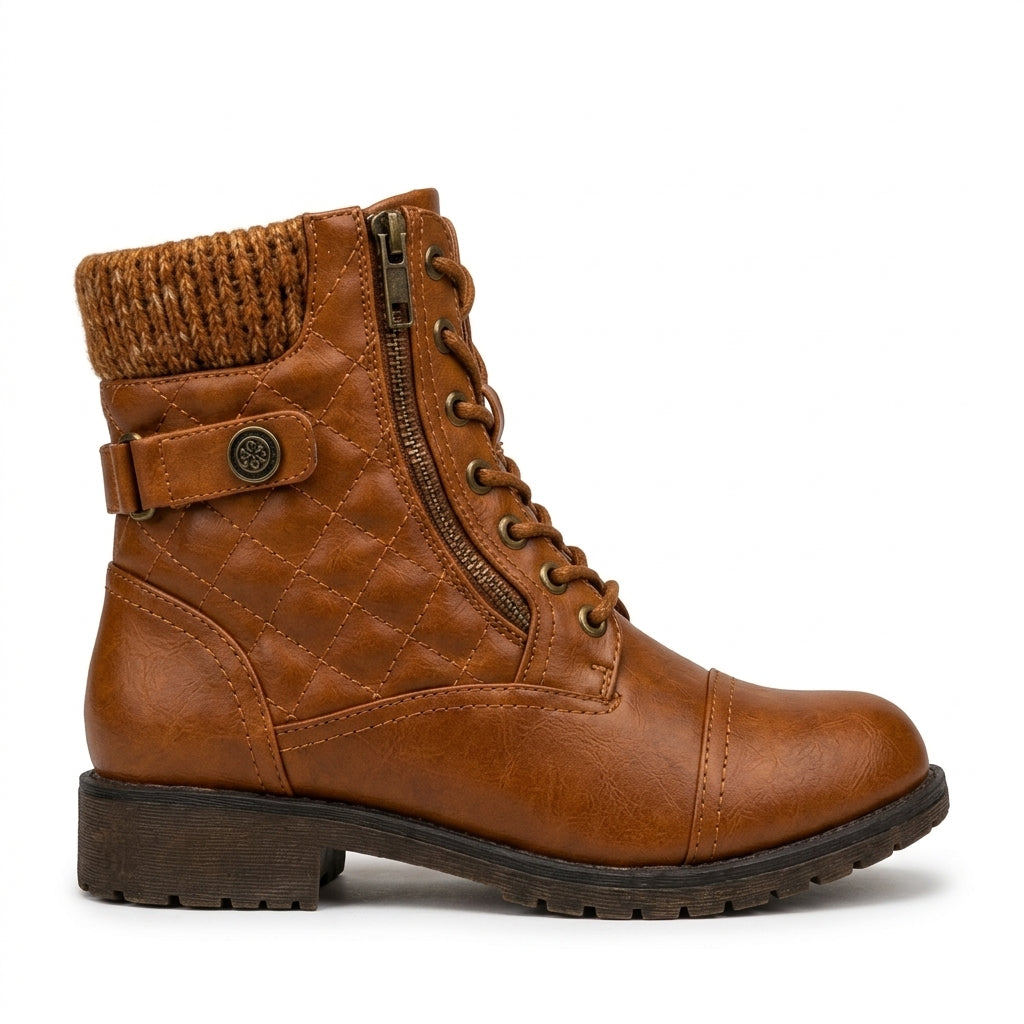 Women's Charming Leather Combat Boots
