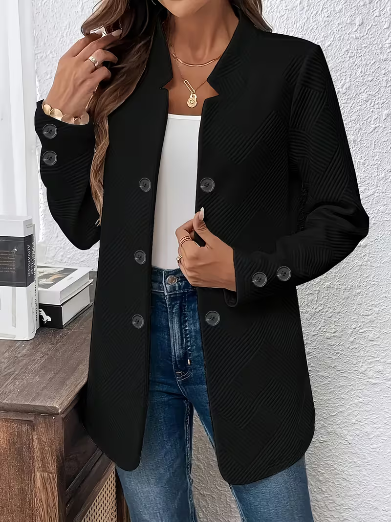Women's Elegant Textured Button Jacket