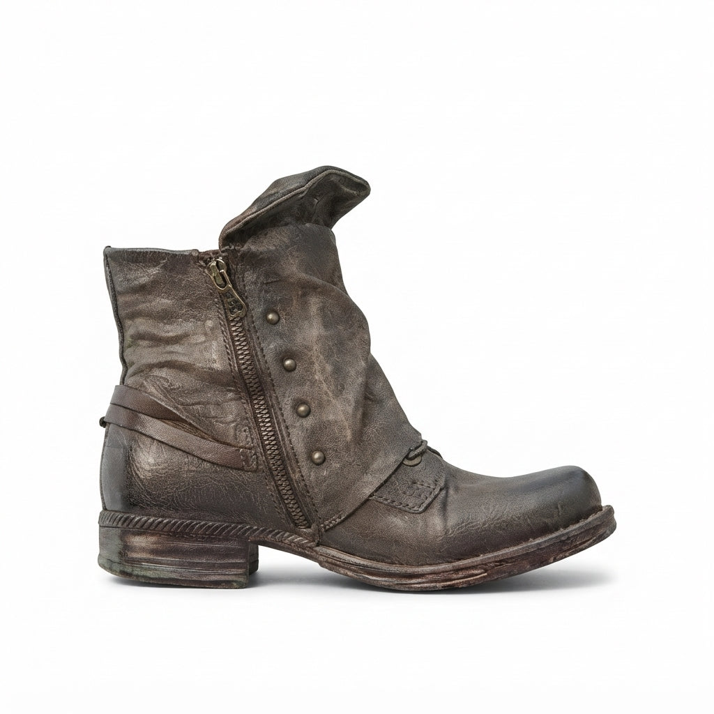 Women's Slouch Leather Biker Boots