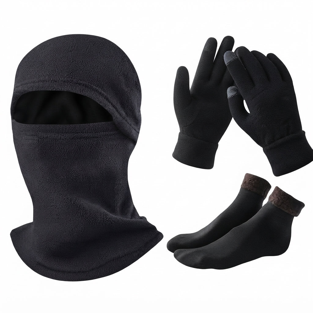 Unisex Cosy Fleece Winter Gloves, Socks & Balaclava Set