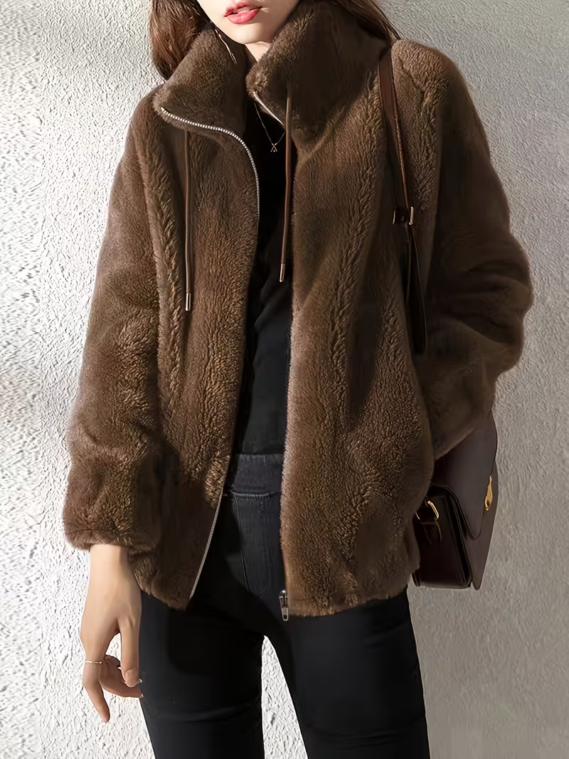 Women's Cosy Stand Collar Faux Shearling Coat
