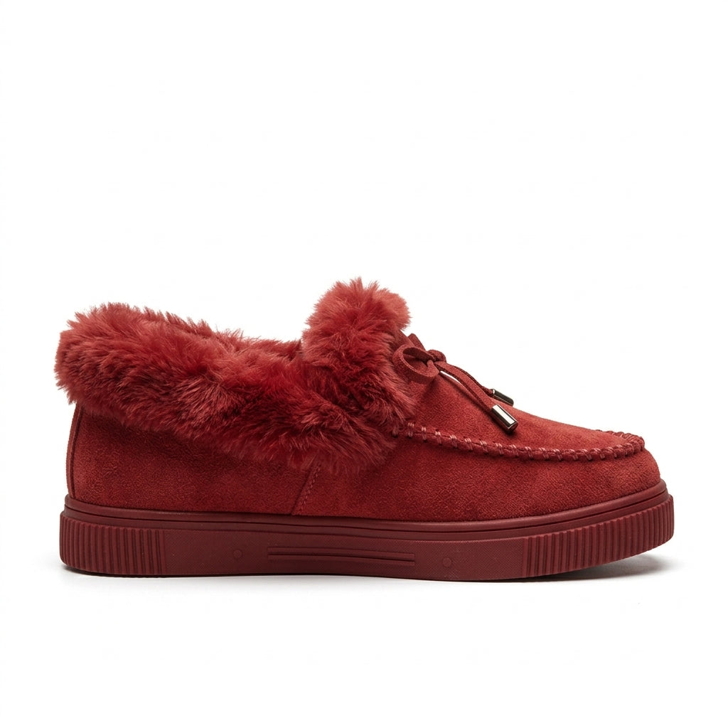 Women's Cosy Faux-Fur Trim Platform Moccasins