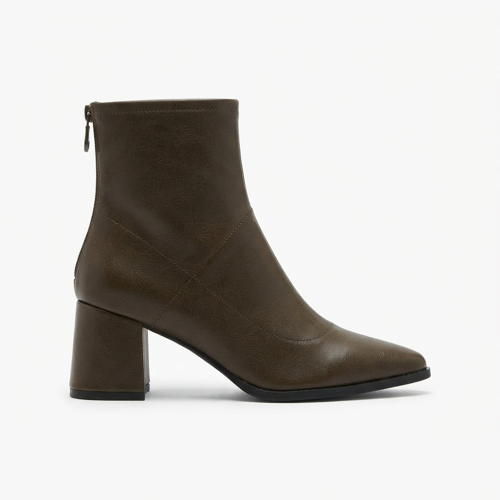 Women's Elegant Pointed Toe Heeled Ankle Boots