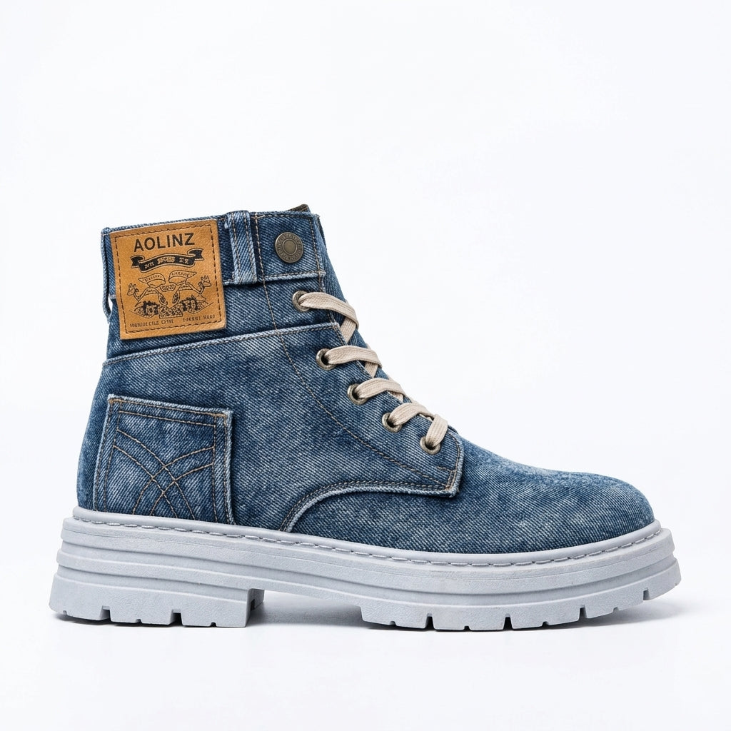 Men's Denim Combat Boots