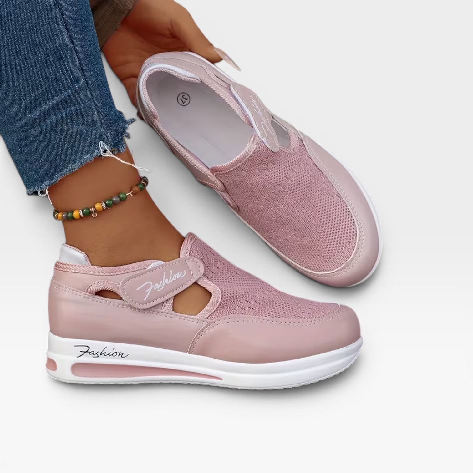 Women's Slip On Platform Trainers – Velcro Strap Comfortable Walking Sneakers