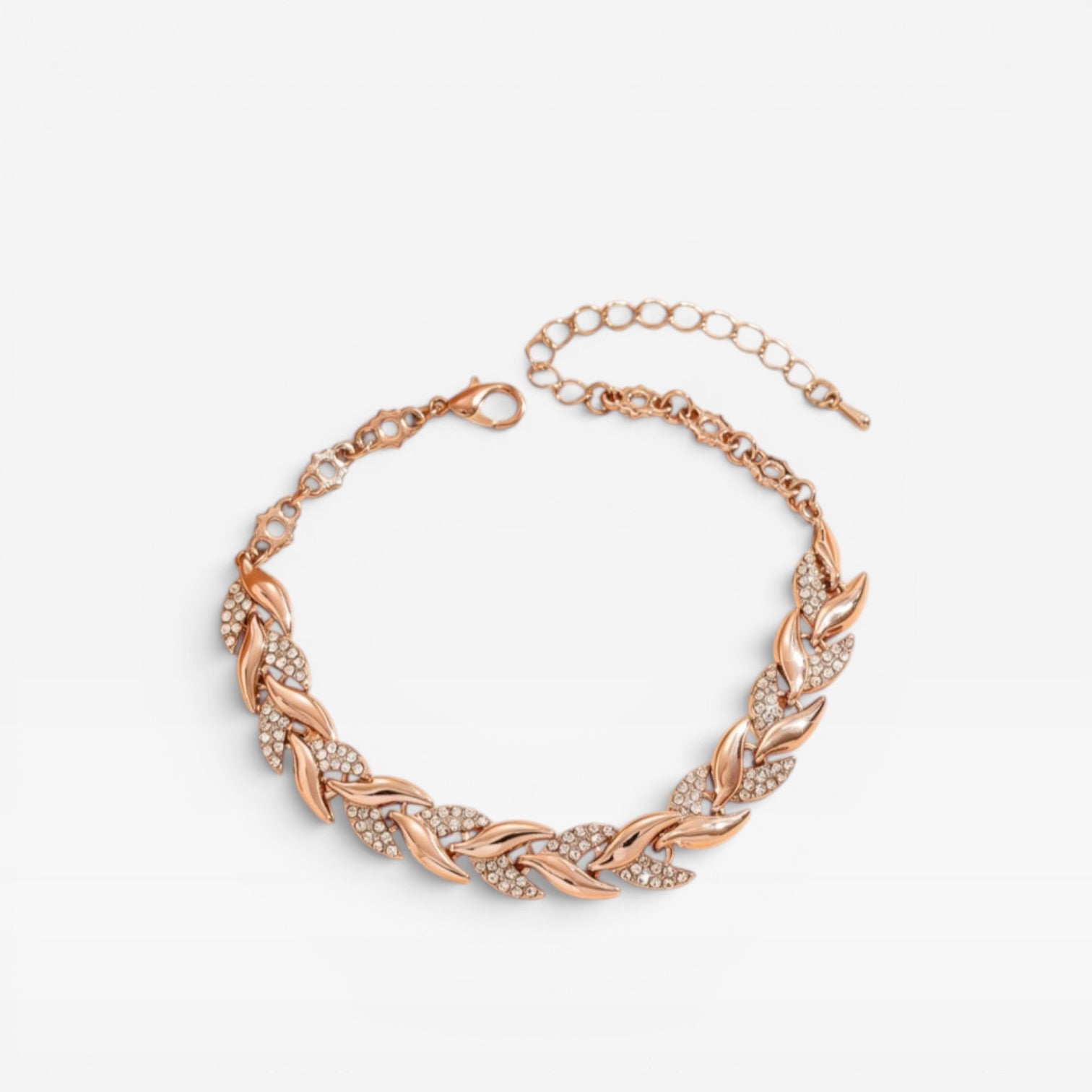 Women's Gold Leaf Anklet – Elegant Crystal Chain Ankle Bracelet