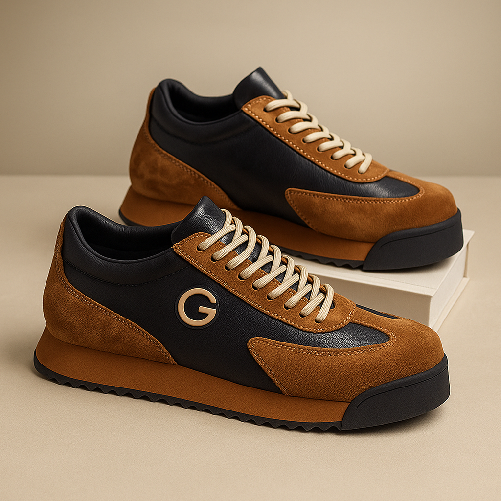 Men's Suede Leather Retro Trainers – Two Tone Casual Sneakers