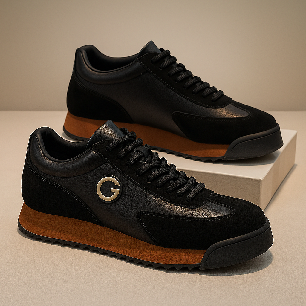 Men's Suede Leather Retro Trainers – Two Tone Casual Sneakers