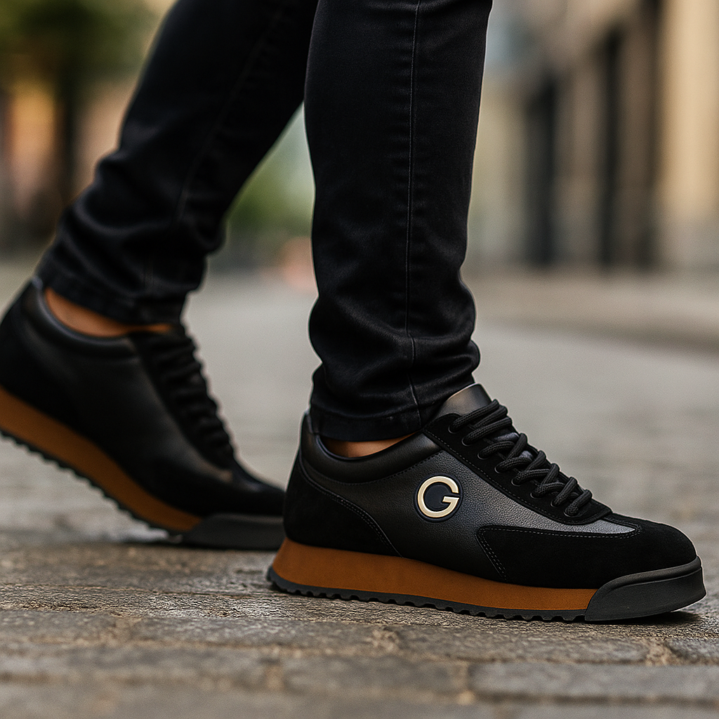 Men's Suede Leather Retro Trainers – Two Tone Casual Sneakers