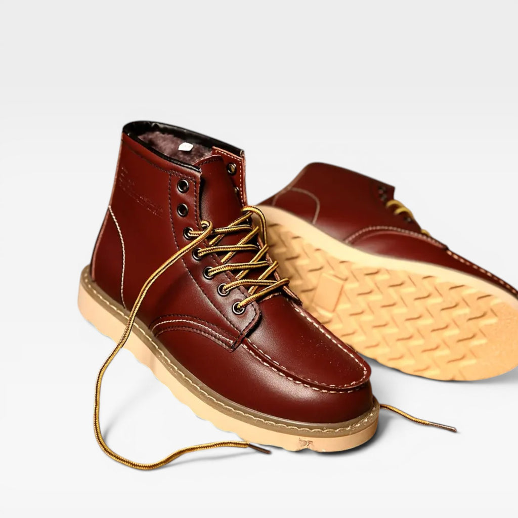 Men's Leather Moc Toe Boots – Heritage Wedge Sole Work Boots