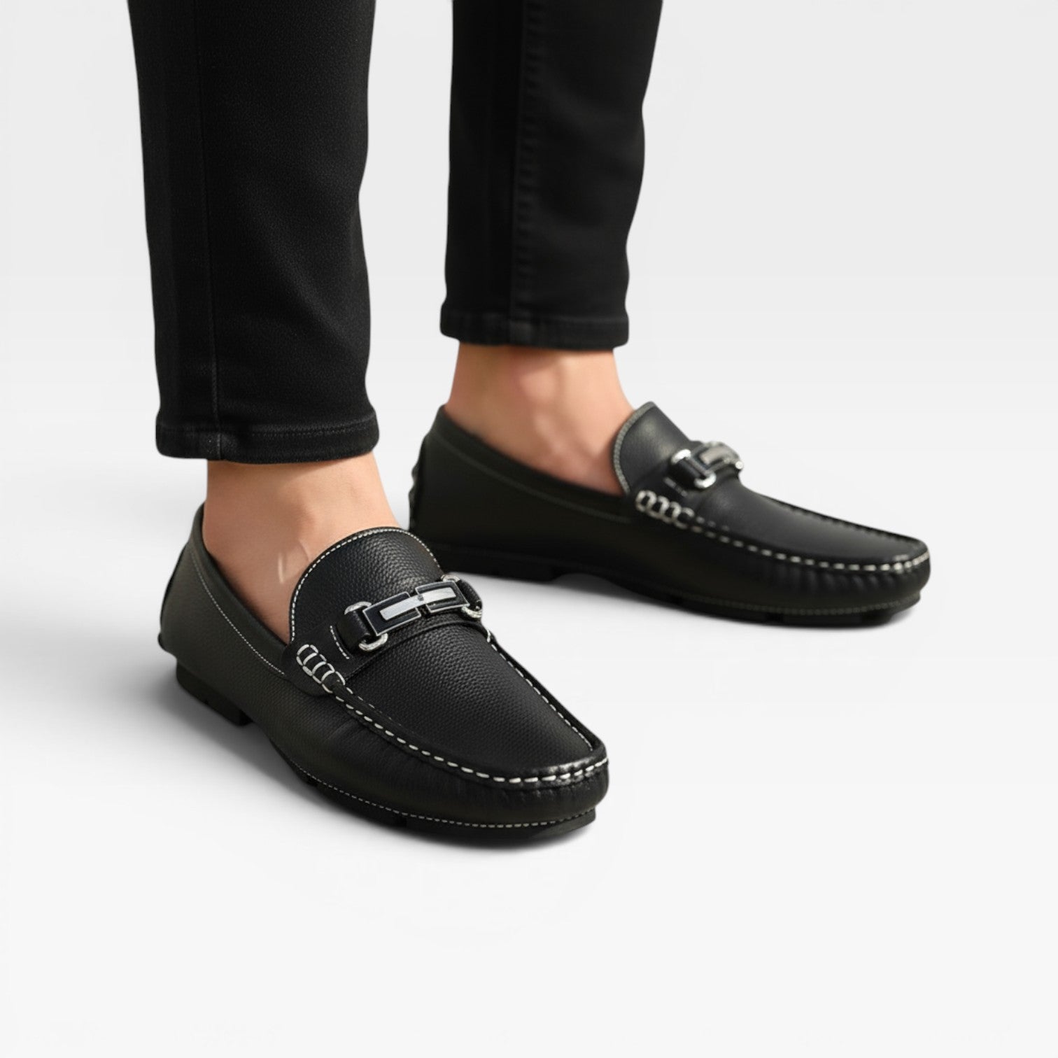 Mocassins conducteur en cuir pour hommes – Chaussures classiques à enfiler, style décontracté chic