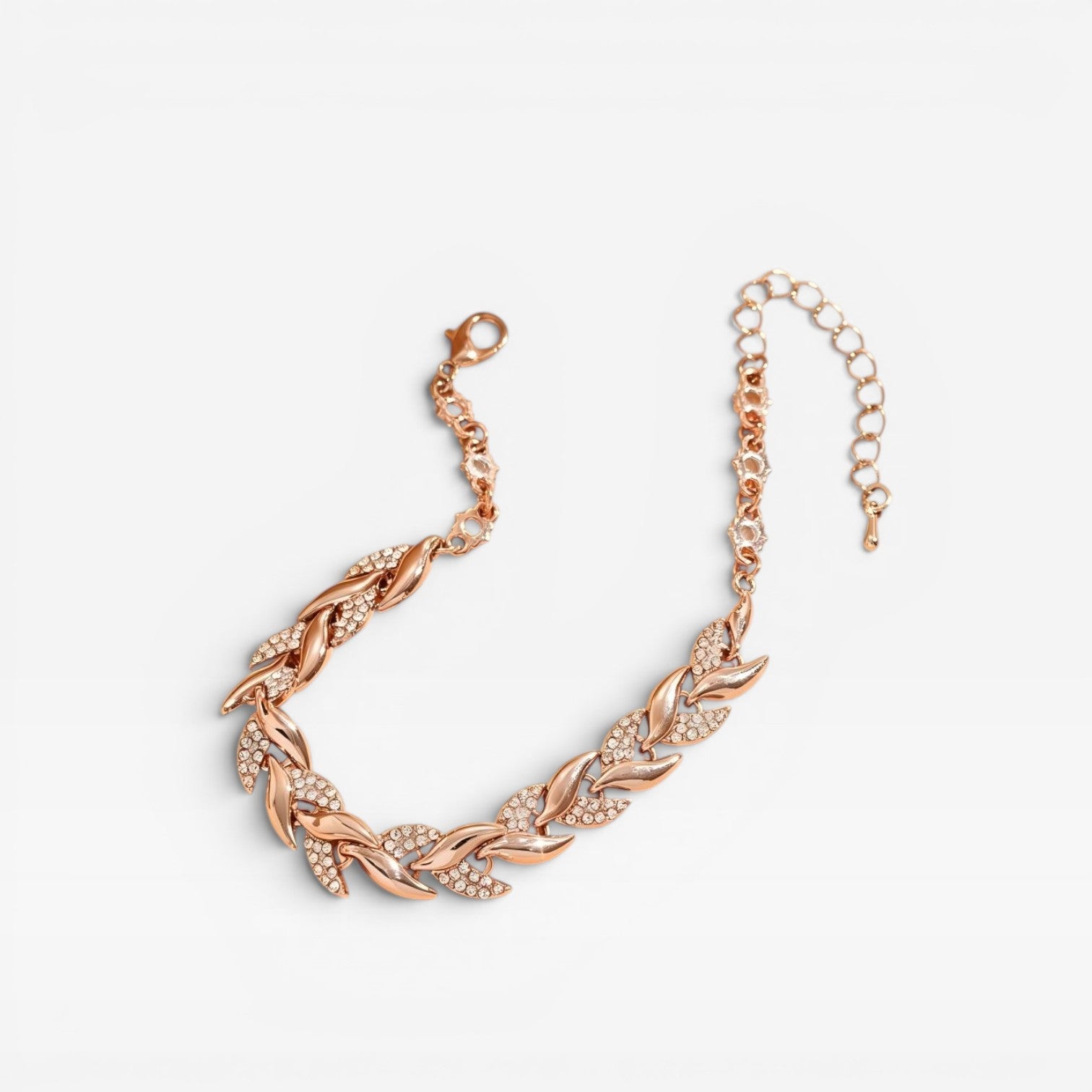 Women's Gold Leaf Anklet – Elegant Crystal Chain Ankle Bracelet