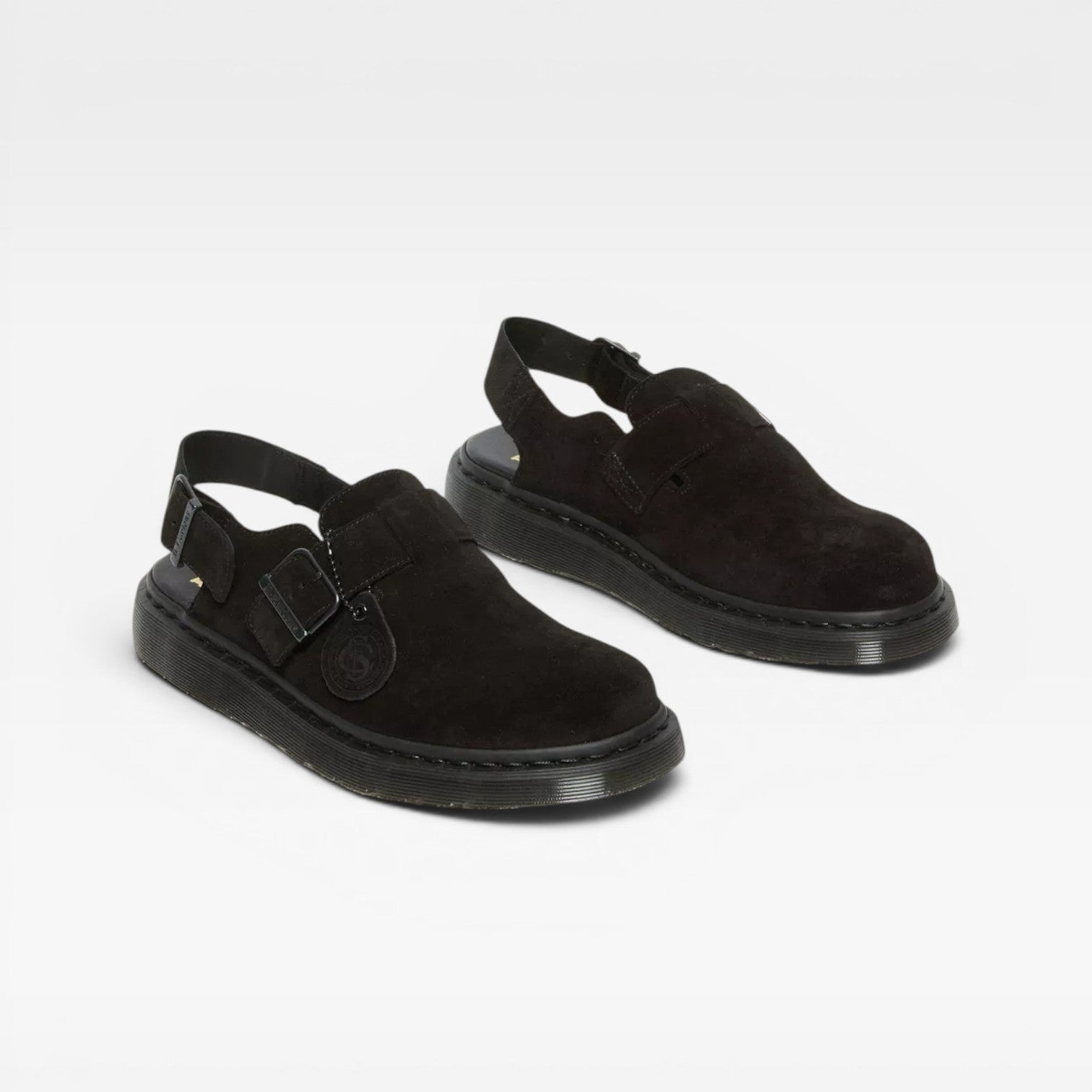 Men's Suede Double Buckle Mules – Closed Toe Comfort Clogs