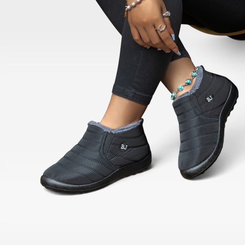 Women's Quilted Winter Boots – Fur Lined Waterproof Slip On Ankle Boots