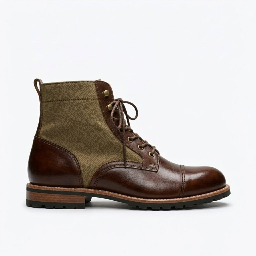 Men's Rugged Leather Lace-Up Boots