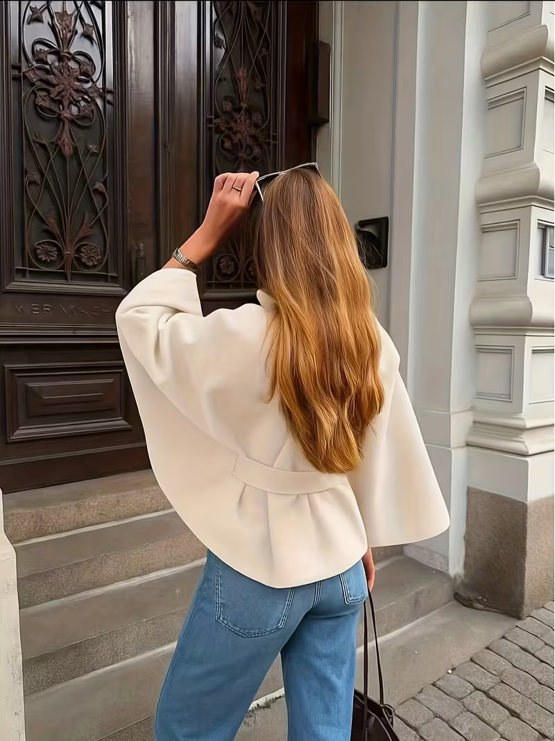 Women's Elegant Cape Sleeve Tie-Waist Jacket