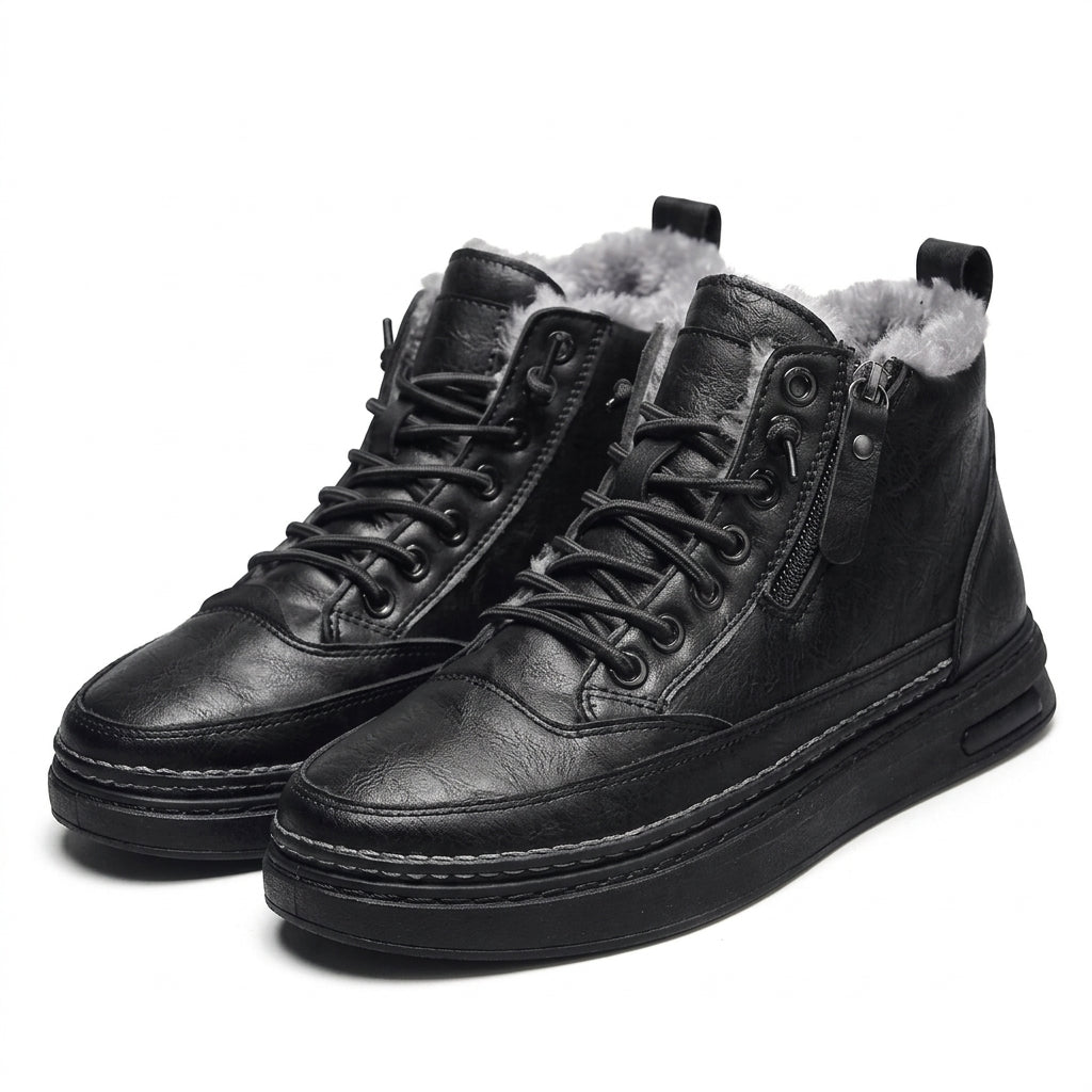 Men's Rugged Leather Platform Ankle Boots