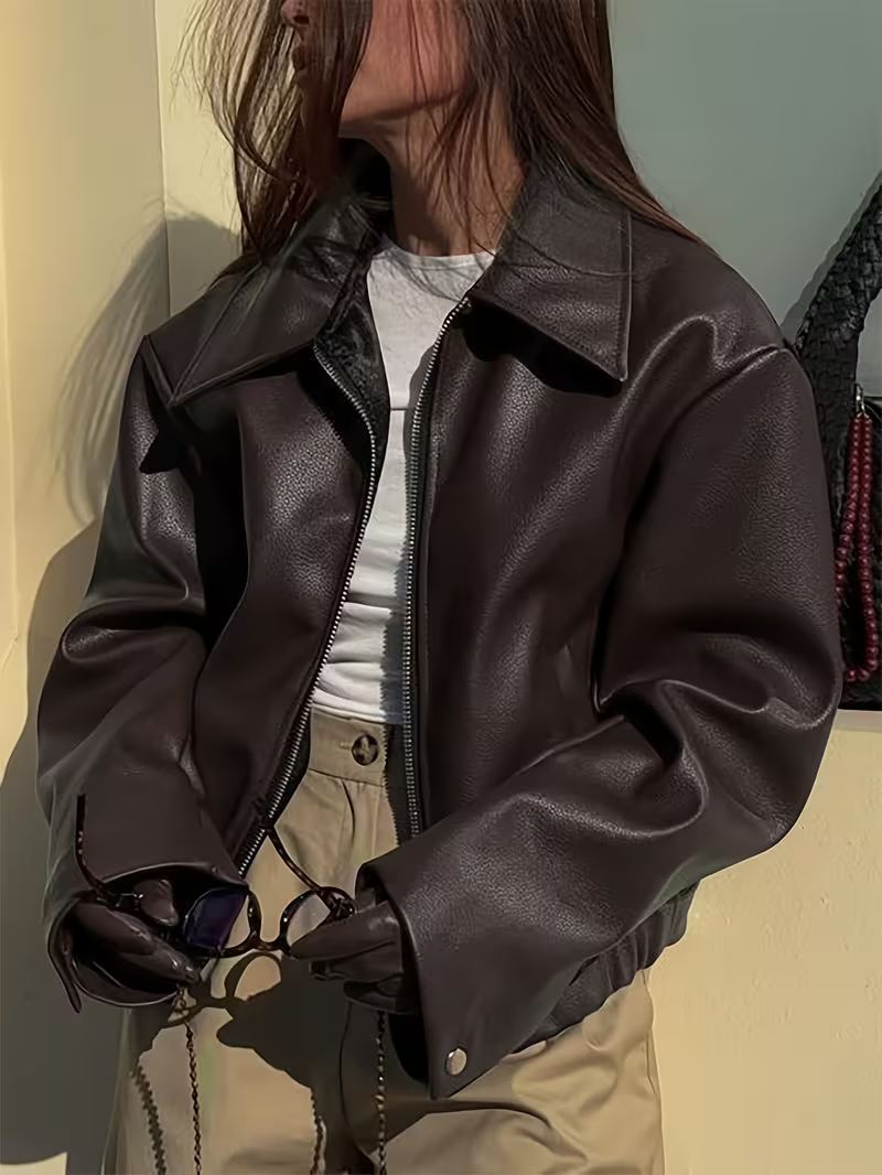 Women's Chic Oversized Biker Leather Jacket