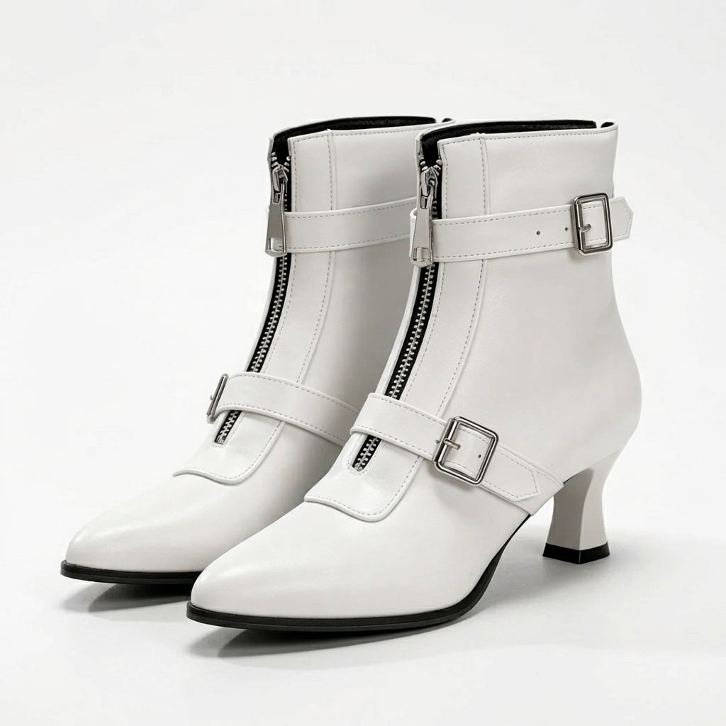 Women's Polished Kitten Heel Pointed Toe Boots