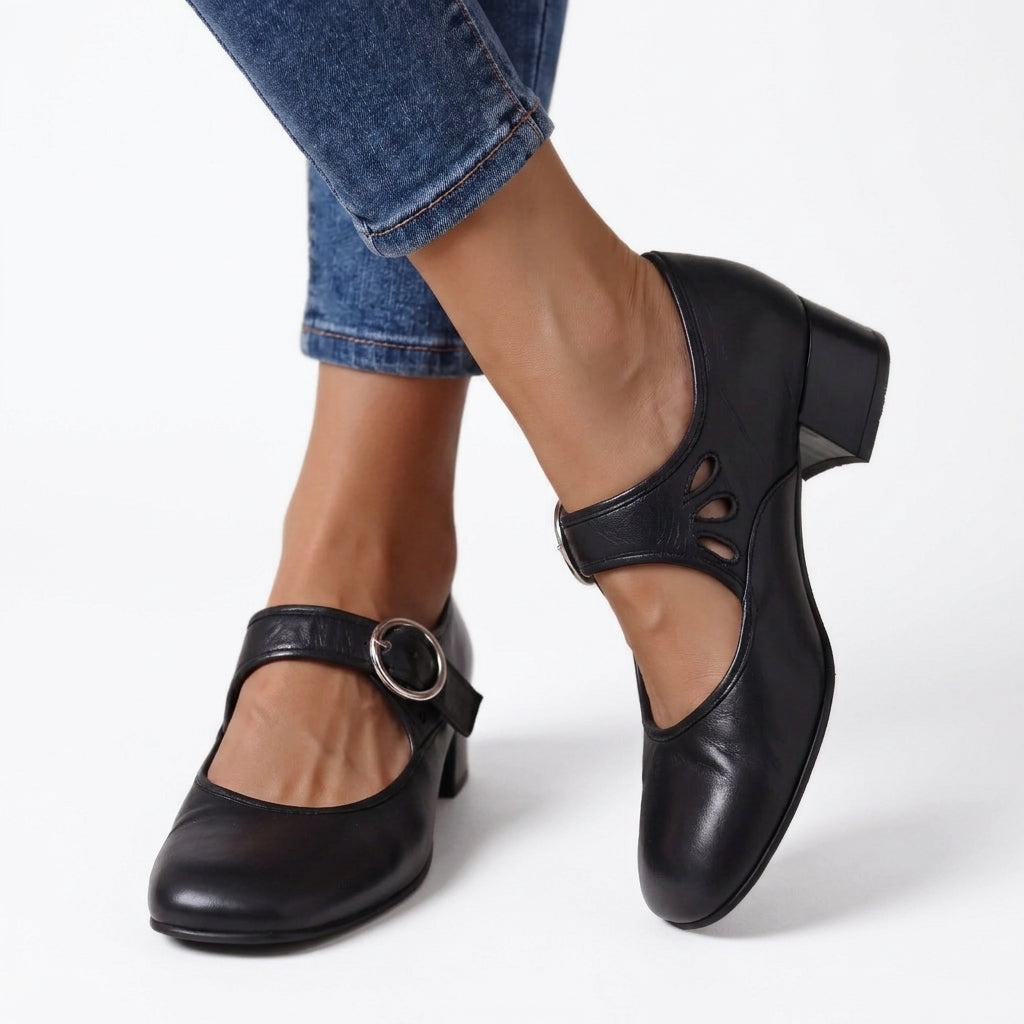 Women's Elegant Closed Toe Mary Jane Heels