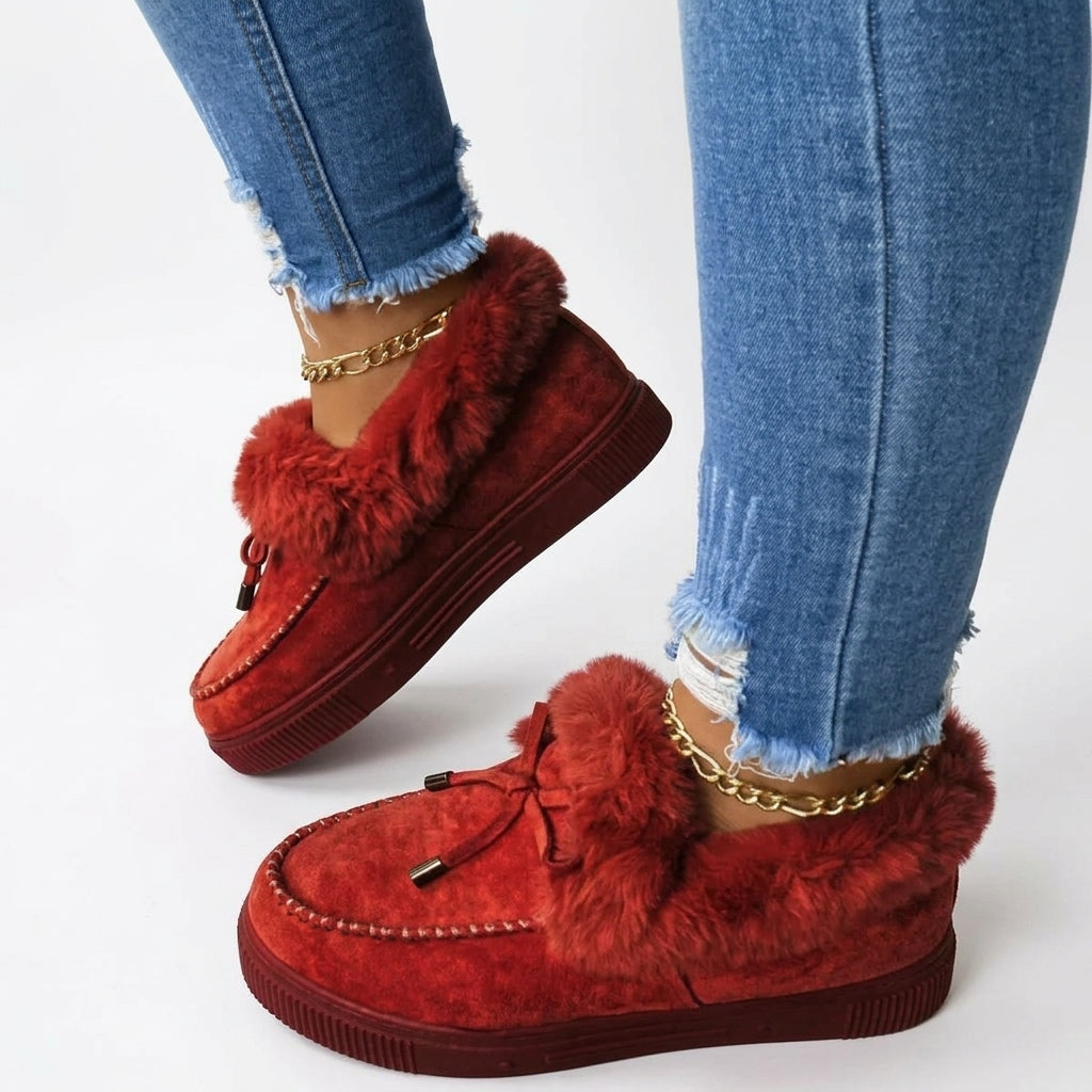Women's Cosy Faux-Fur Trim Platform Moccasins