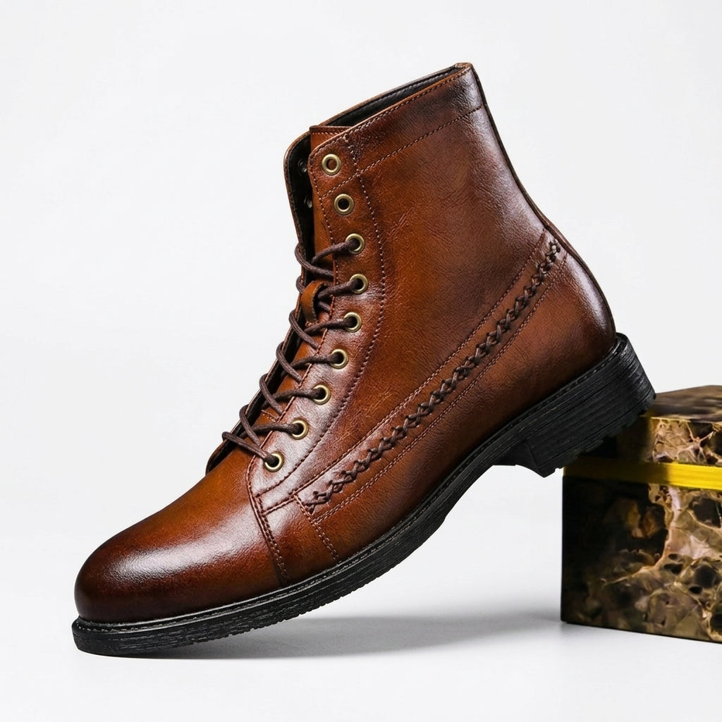 Men's Polished Leather Ankle Boots