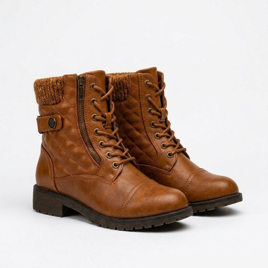 Women's Charming Leather Combat Boots