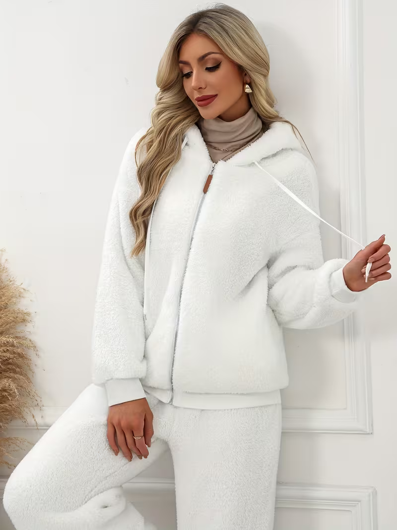 Women's Cosy Oversized Fleece Zip-Up Hoodie