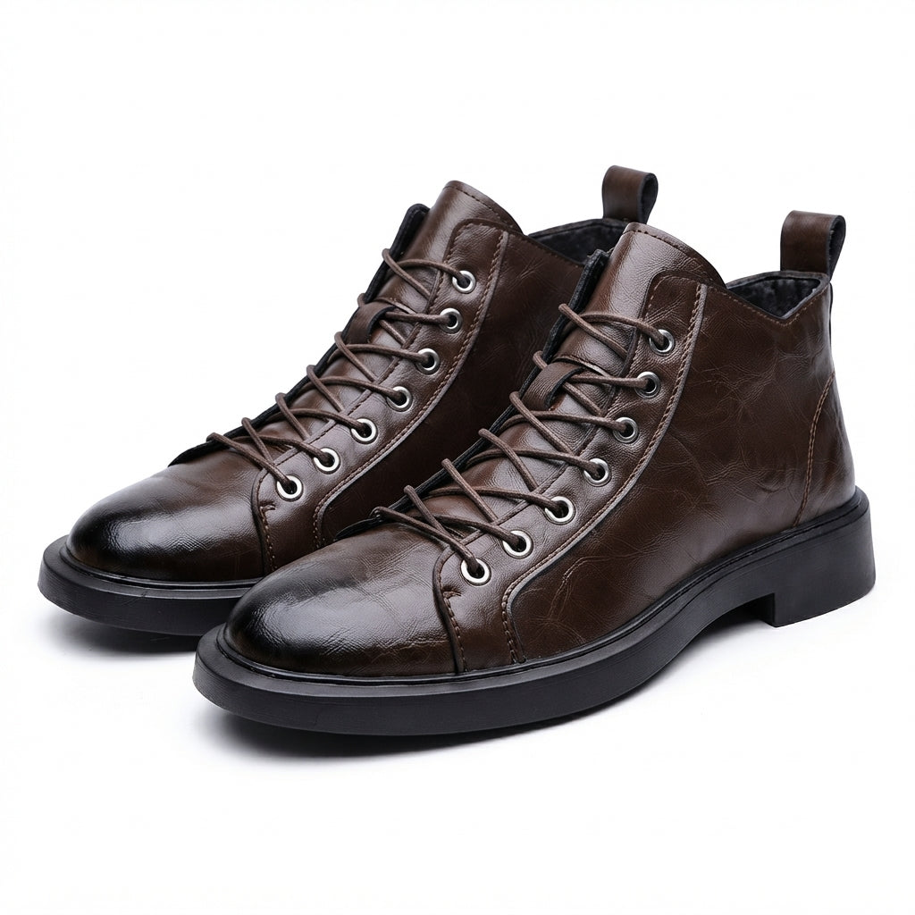 Men's Rugged Leather Lace-Up Boots