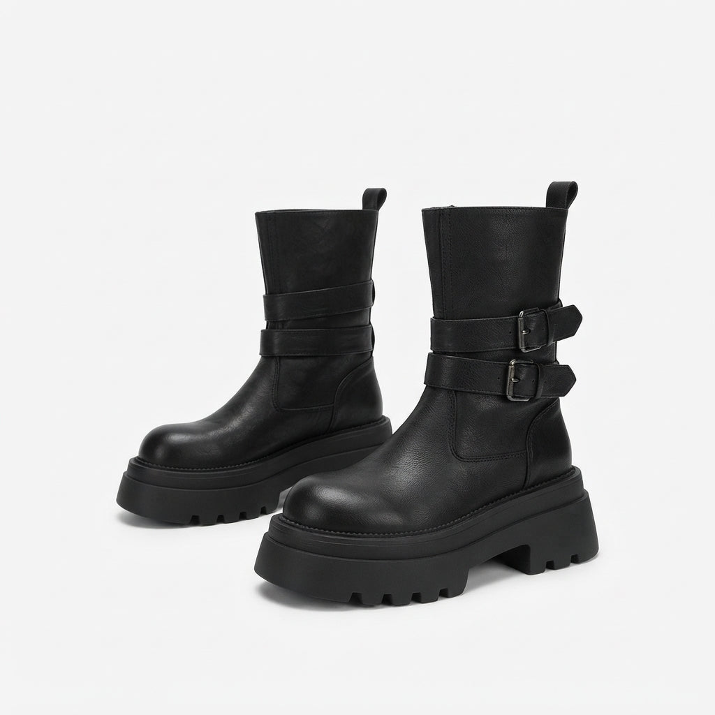 Women's Chic Platform Biker Boots