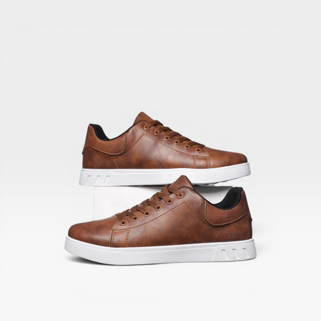Baskets décontractées en cuir pour hommes – Baskets basses minimalistes à lacets pour un usage quotidien