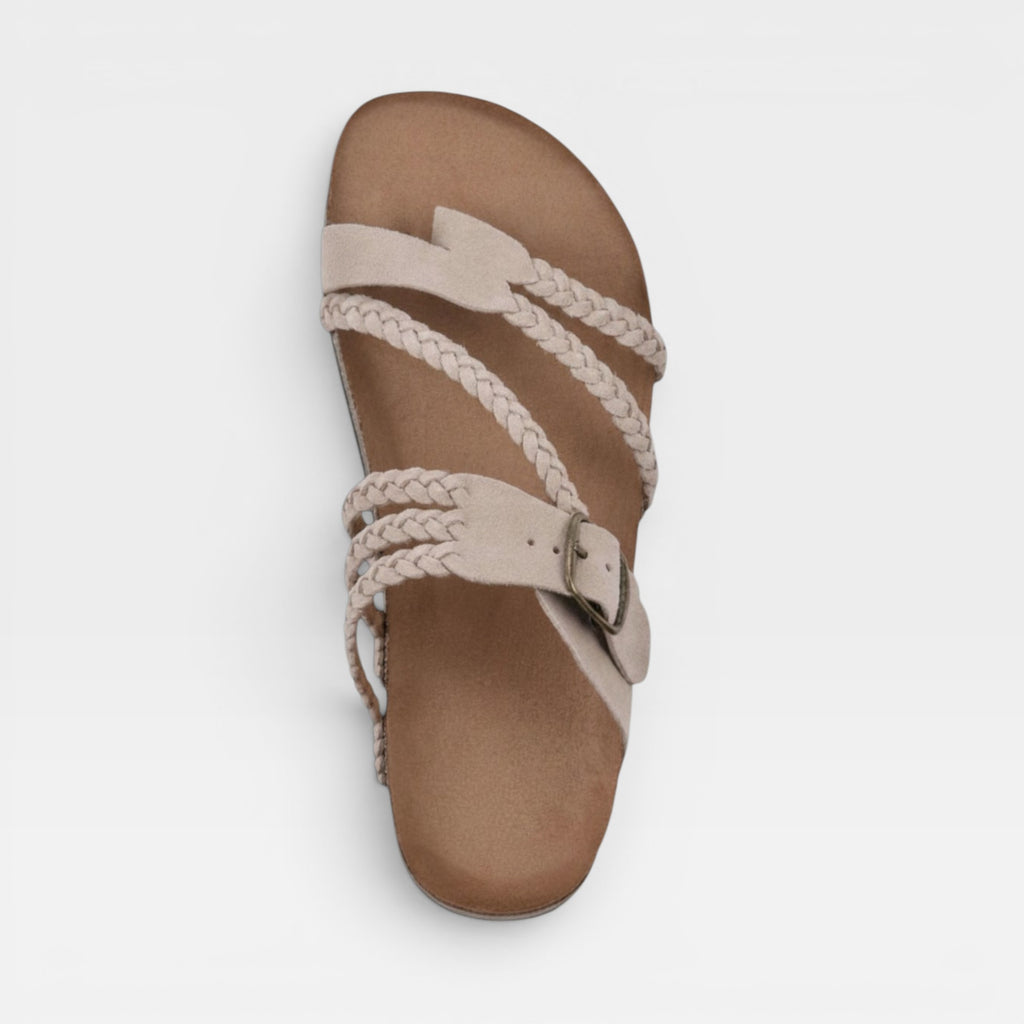 Women's Braided Strap Cork Sandals – Cushioned Footbed Slip On Sandals