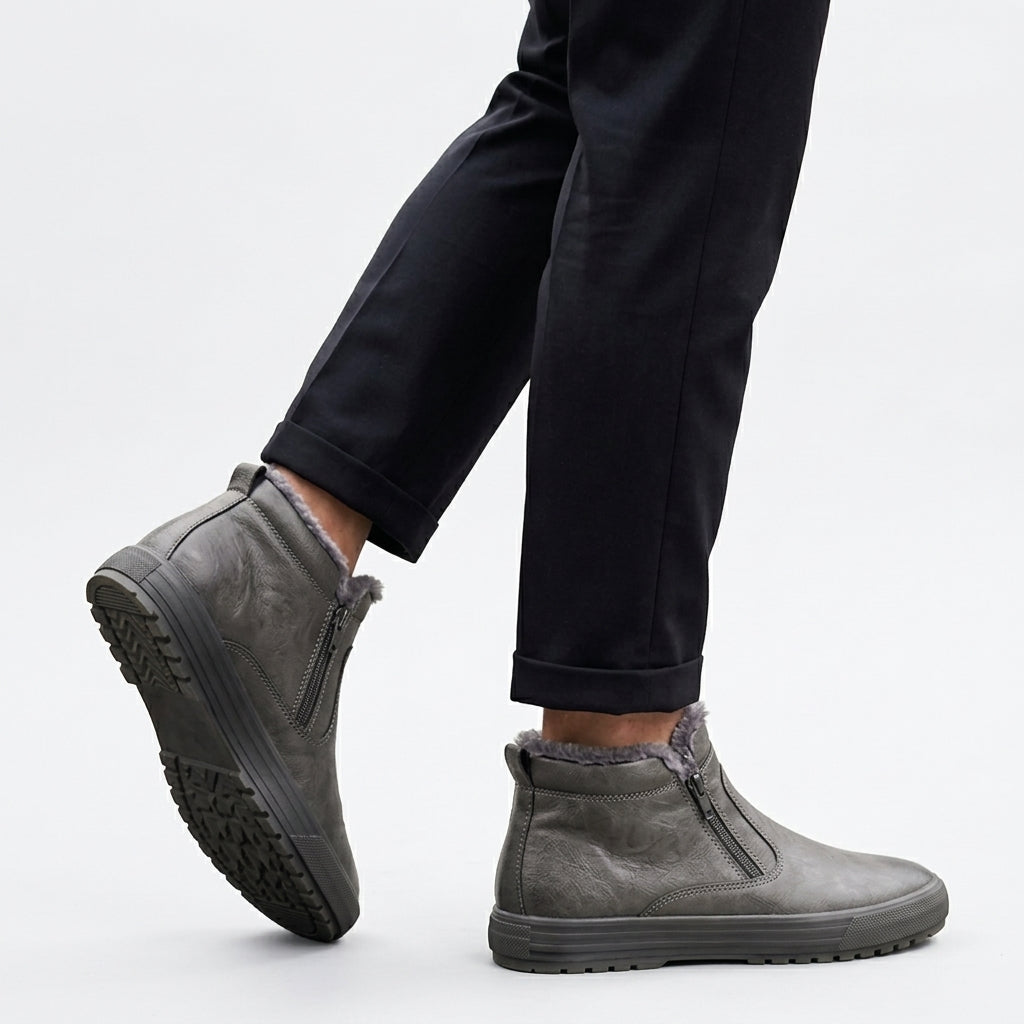 Men's Cosy Leather Platform Winter Boots