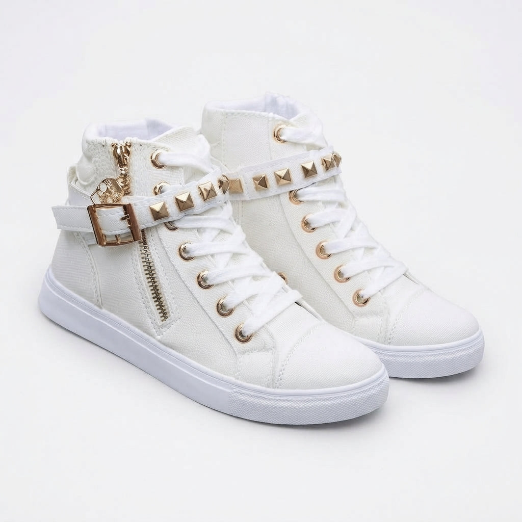 Women's Chic High-Top Studded Trainers