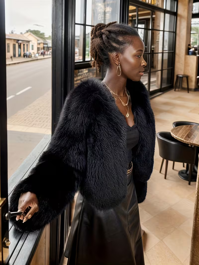 Women's Elegant Plush Faux Fur Overcoat