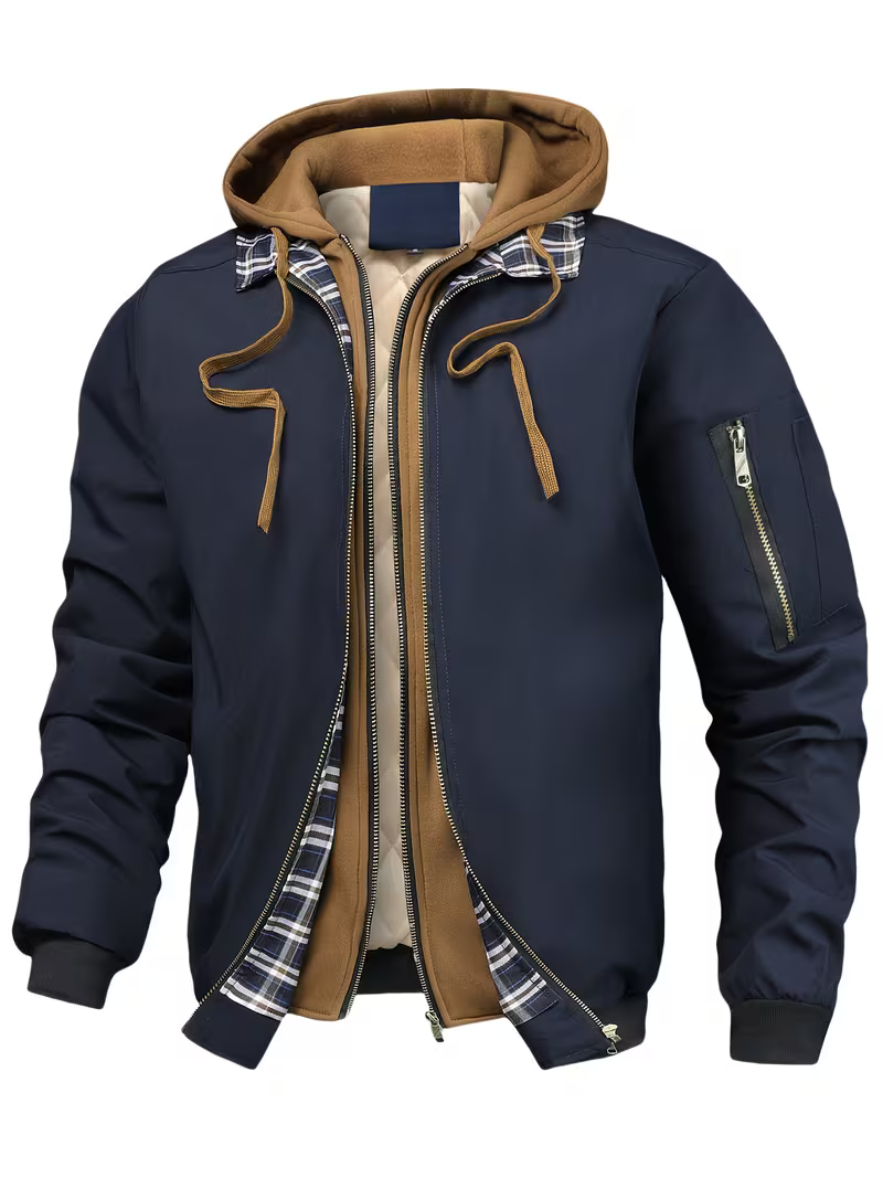 Men's Quilted Hooded Zip-Up Jacket