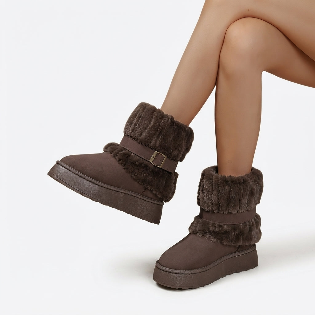 Women's Cosy Fur-Trimmed Ankle Snow Boots