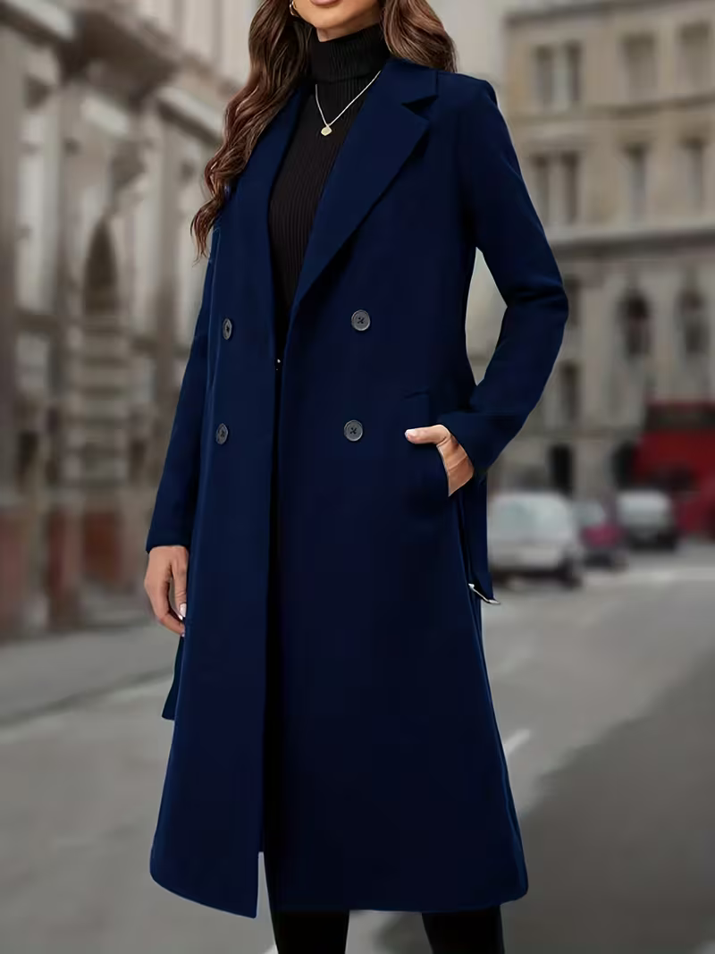 Women's Elegant Double-Breasted Longline Coat