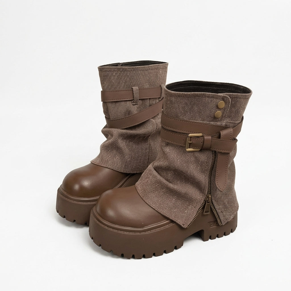 Women's Chic Slouch Biker Platform Boots