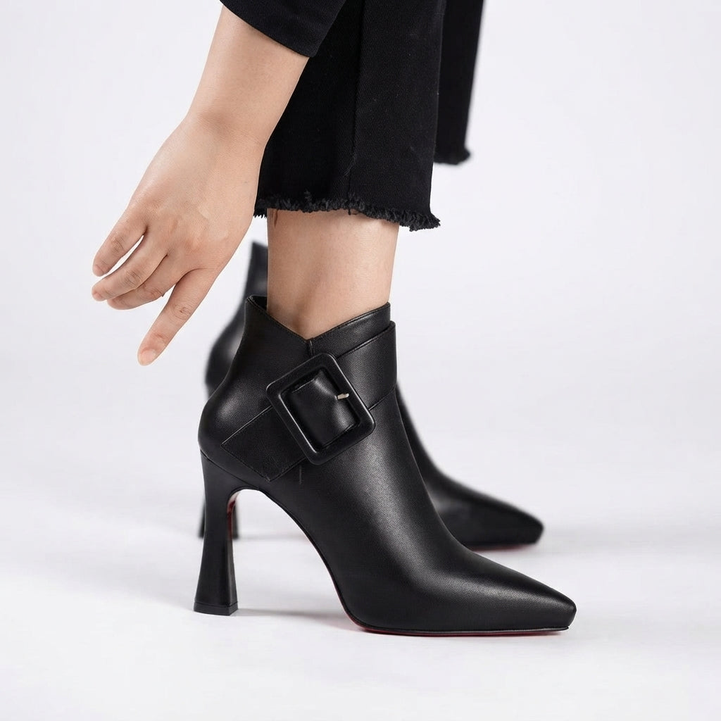 Women's Elegant Pointed Toe Heeled Ankle Boots