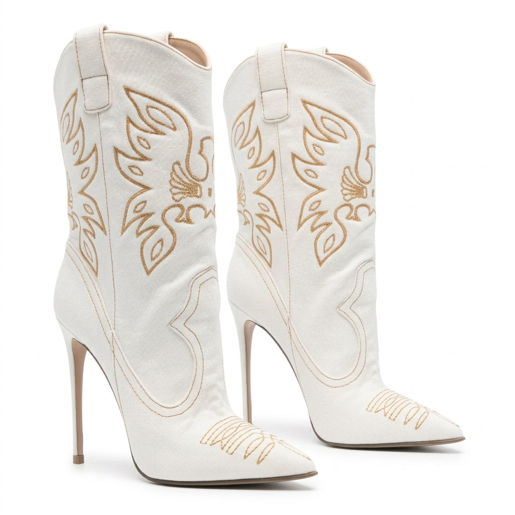 Women's Chic Pointed Toe Heeled Cowboy Boots