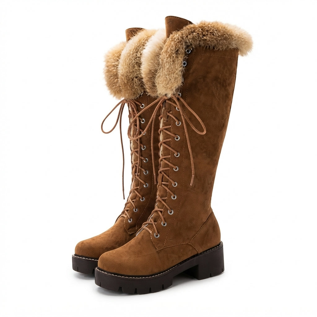 Women's Cosy Lace-Up Knee High Boots