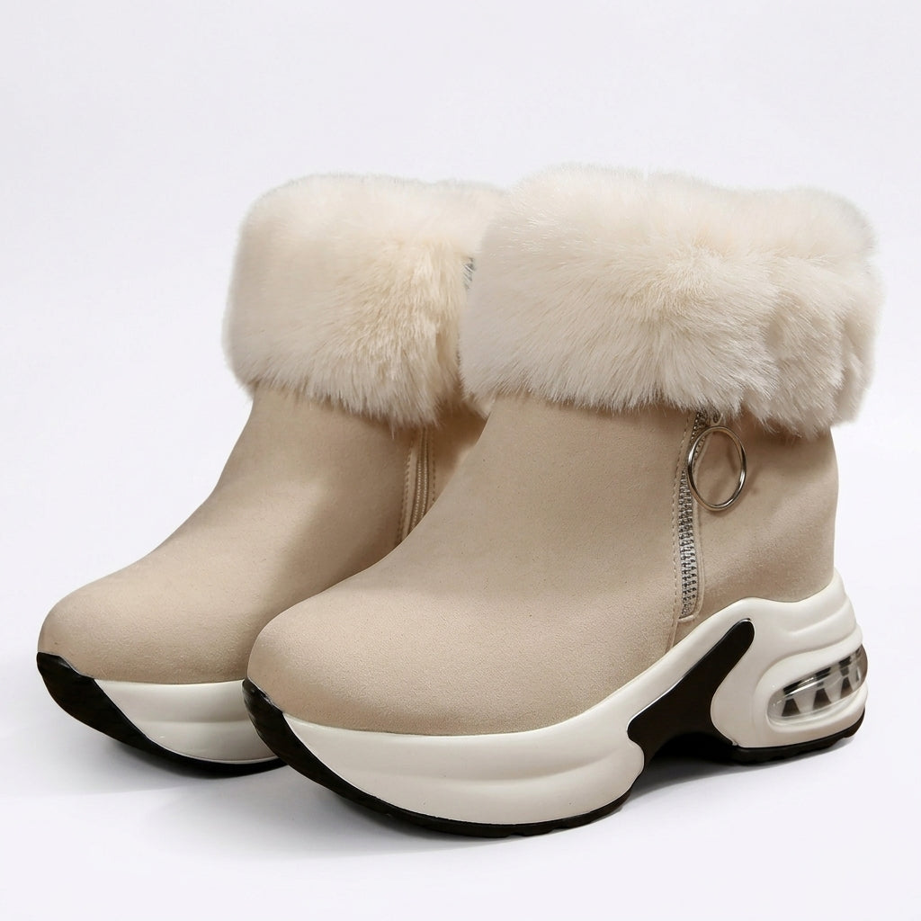 Women's Cosy Faux Fur Cuff Ankle Boots