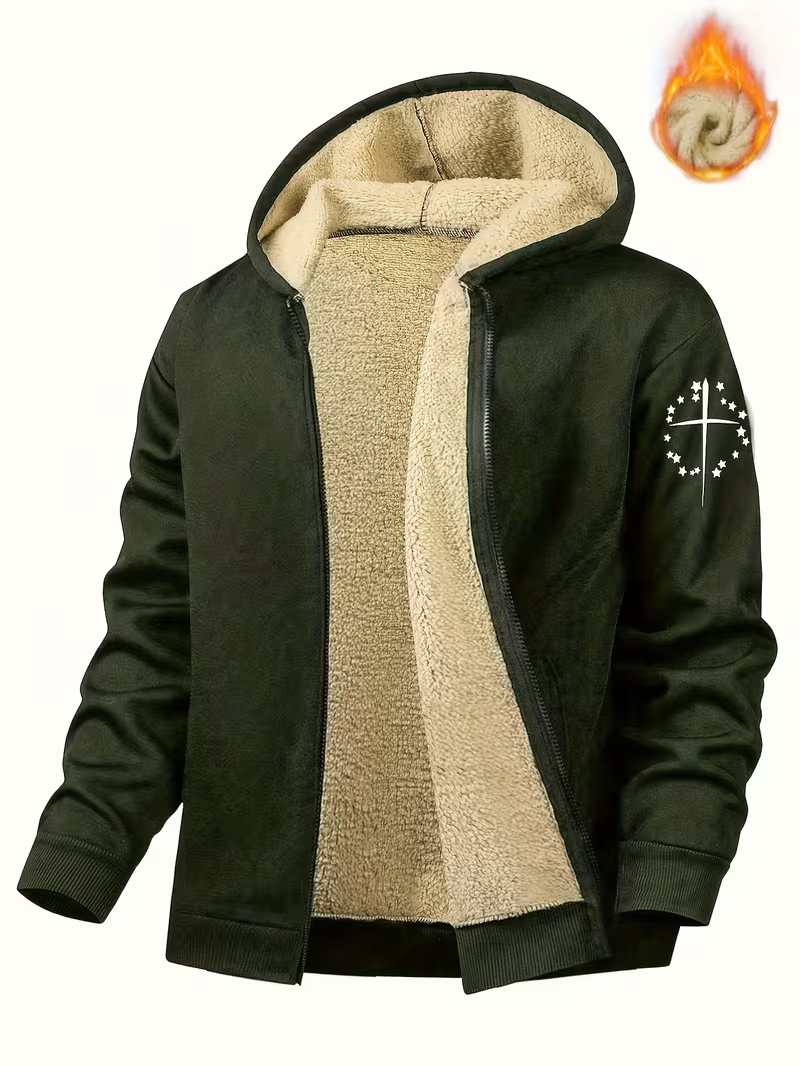Men's Cosy Sherpa-Lined Hooded Fleece Jacket
