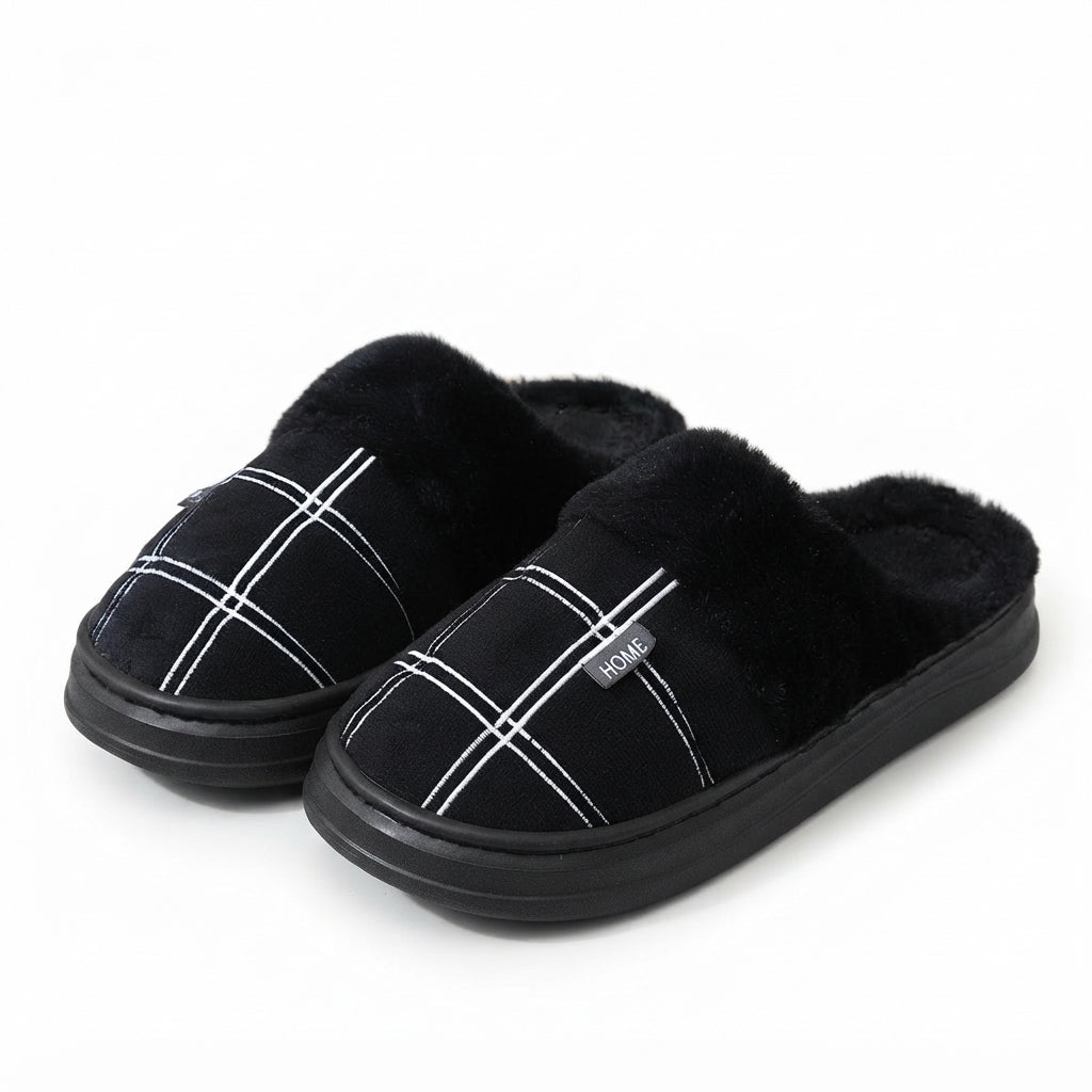 Men's Cosy Plaid House Slippers