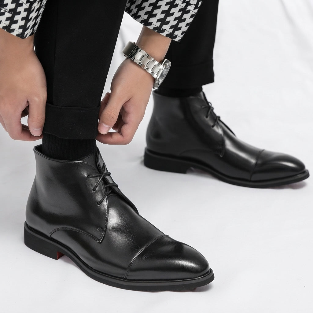 Men's Refined Cap Toe Ankle Boots