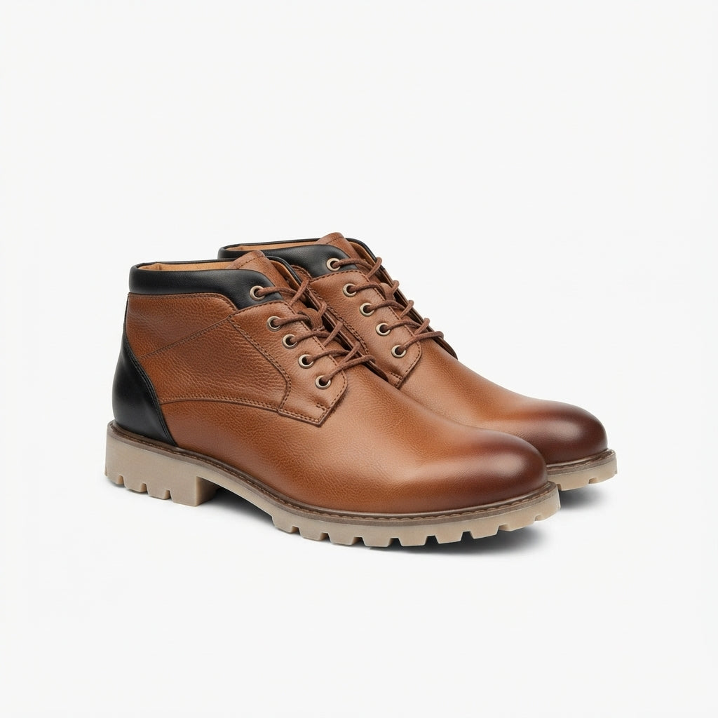 Men's Easygoing Leather Combat Boots