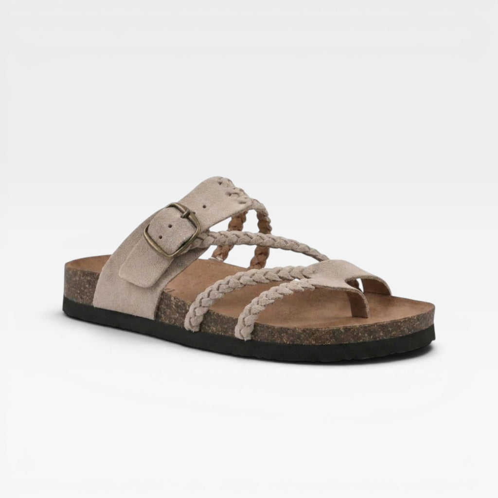 Women's Braided Strap Cork Sandals – Cushioned Footbed Slip On Sandals