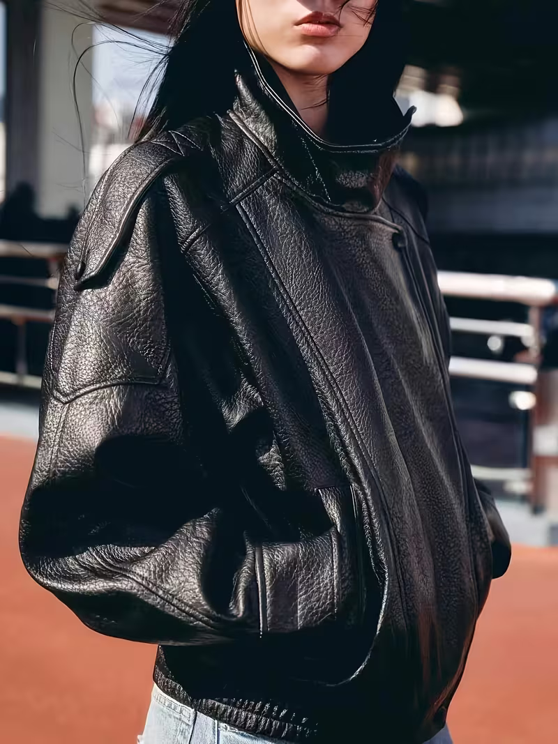 Women's Chic Oversized Faux Leather Jacket