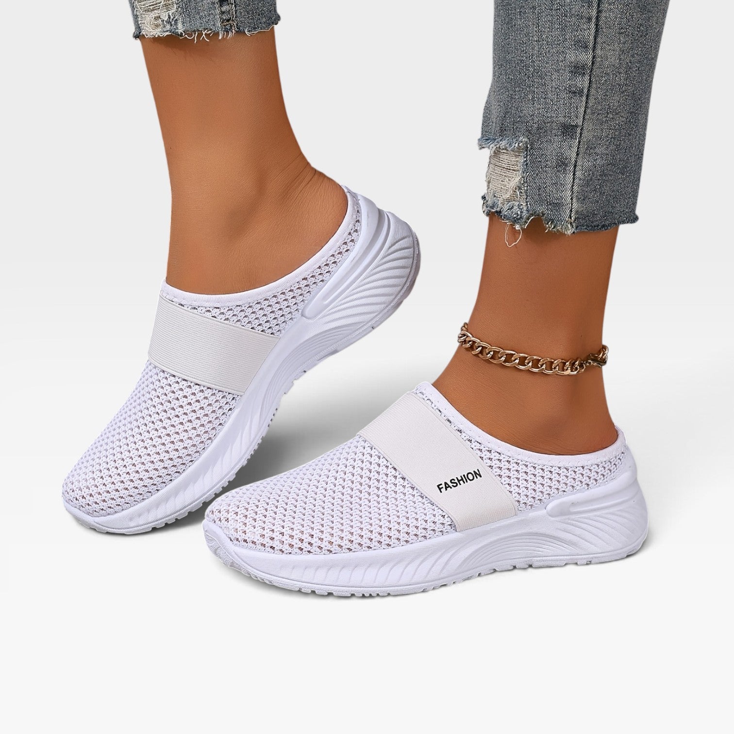 Women's Knit Slip On Trainers – Breathable Cushioned Comfort Sneakers